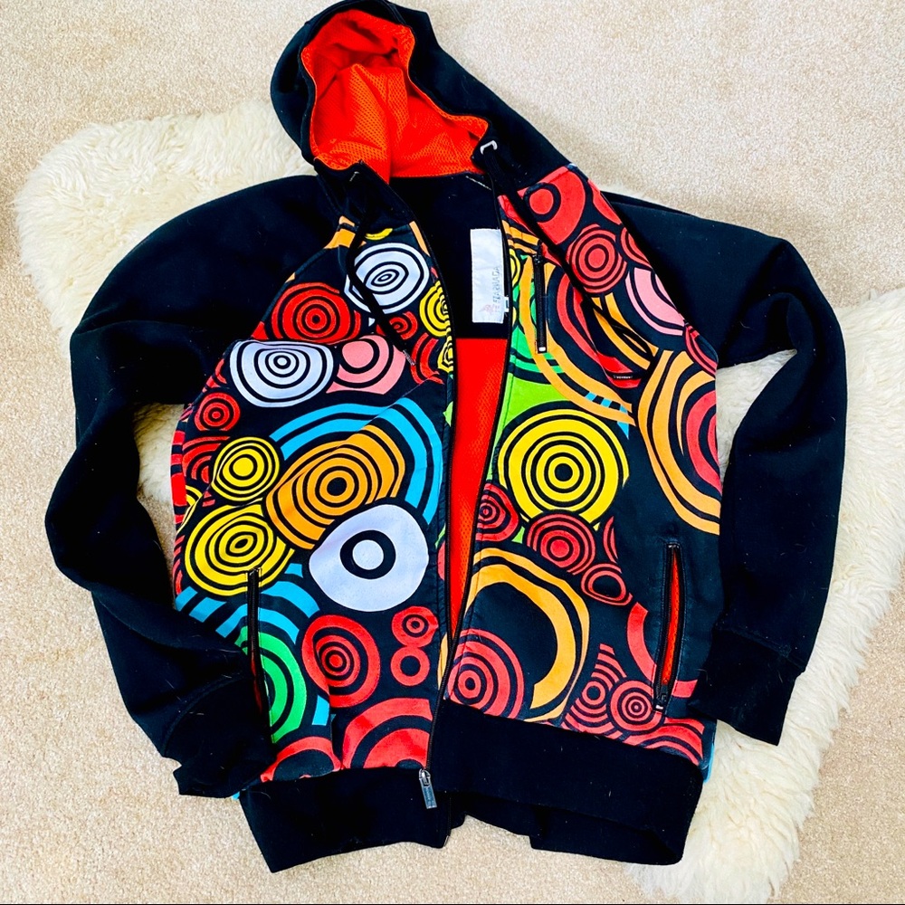 🌀Armada colorful spiral pattern zipper hoodie hooded soft shell jacket L